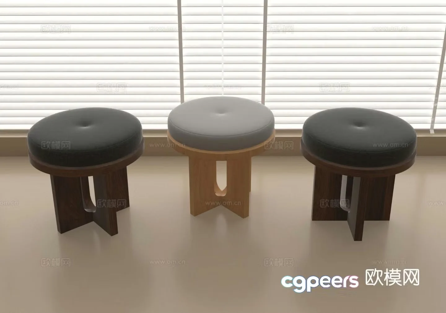 Stool round stool sofa stool low stool shoe changing stool 3d model