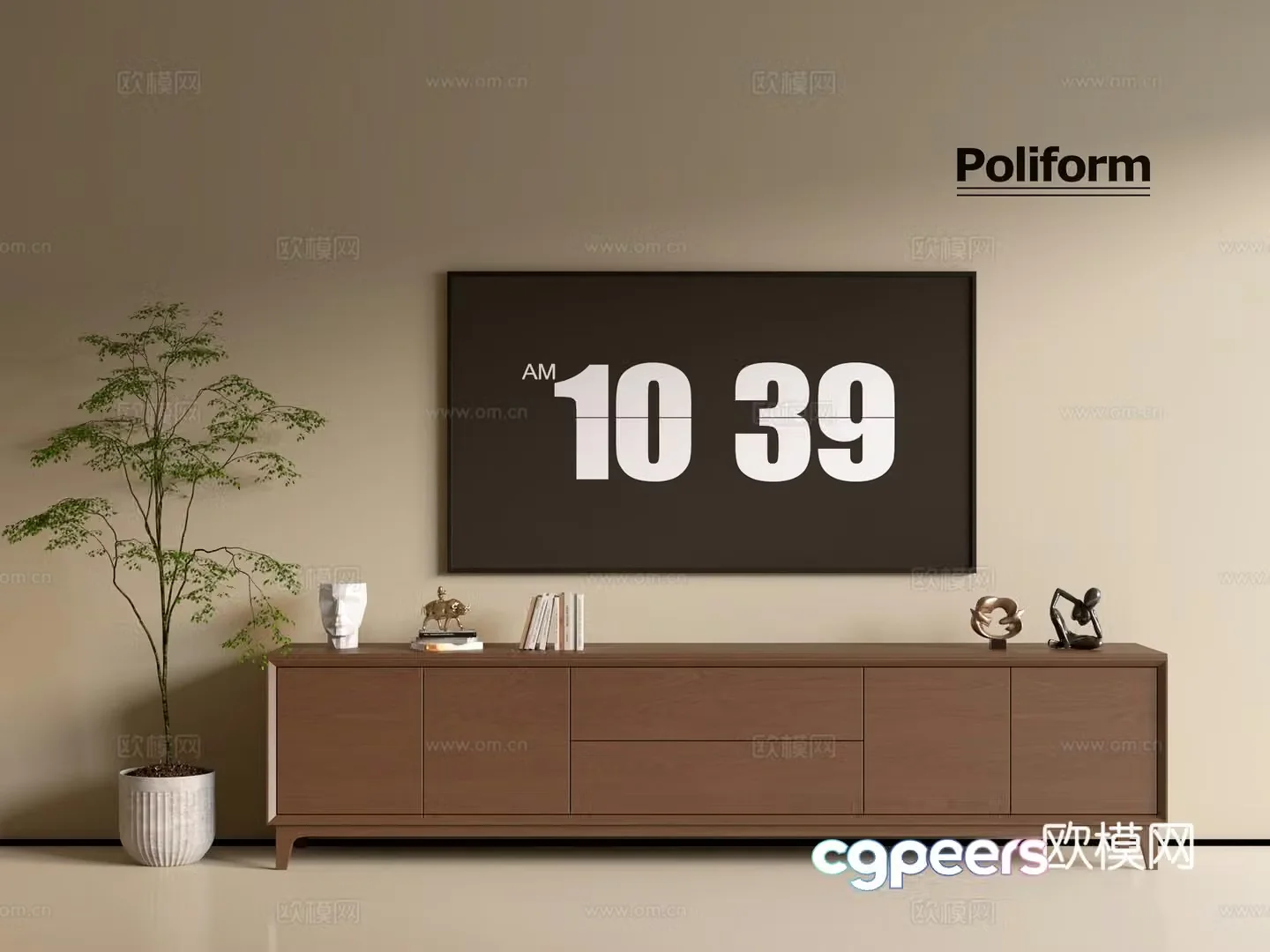 Modern wood grain TV cabinet simple side cabinet chest of drawers low cabinet whole cabinet side cabinet balcony 3D model