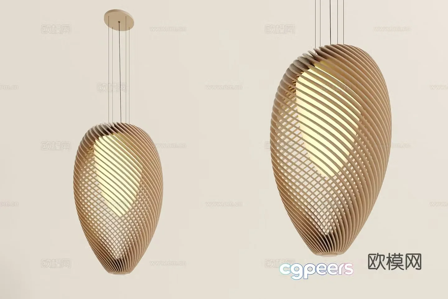 New Chinese style chandelier wooden grille chandelier 3d model