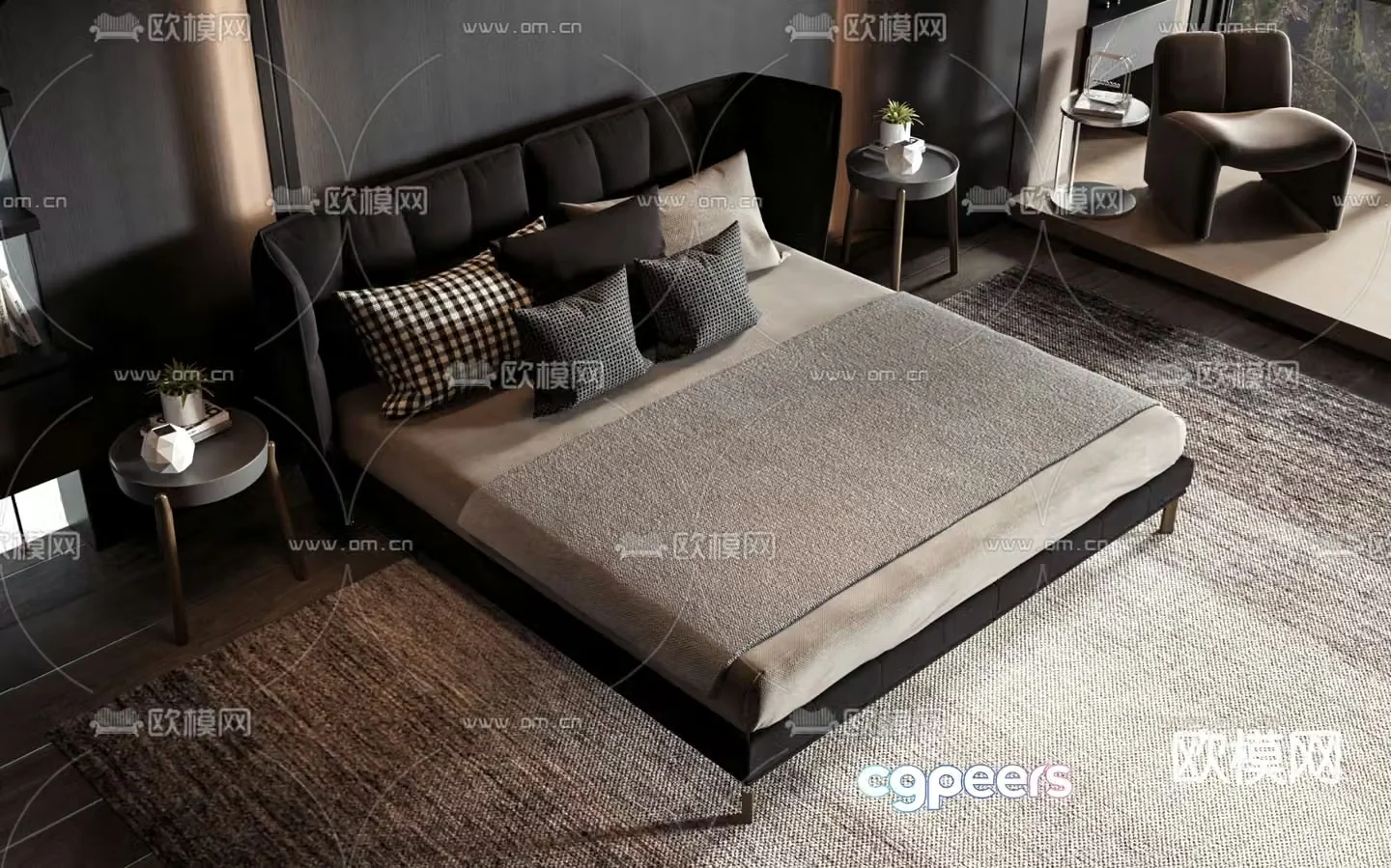 Commercial bed double bed 3d model