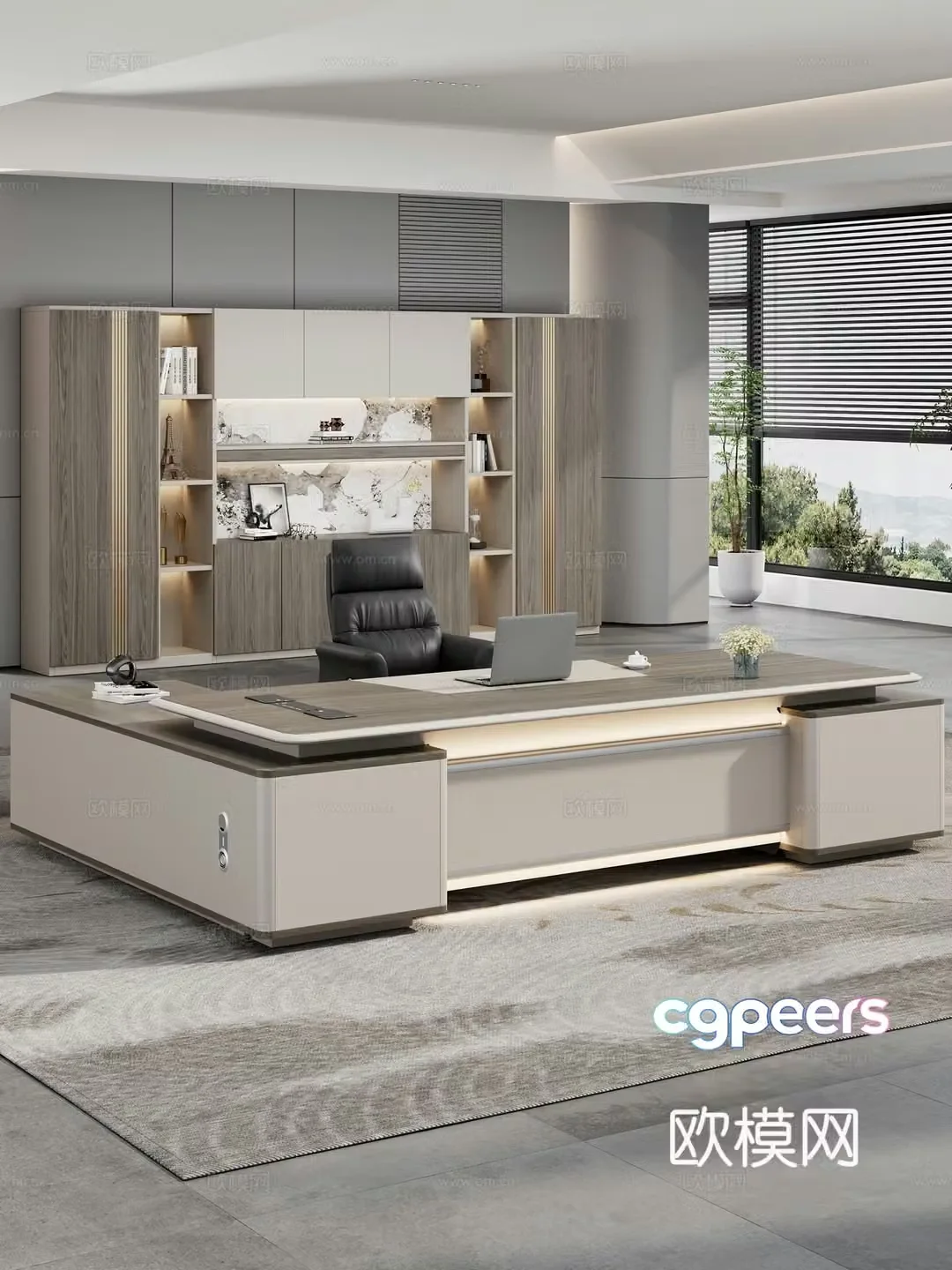 Modern office office desk chair boss desk big class desk general plant desk manager desk 3d model
