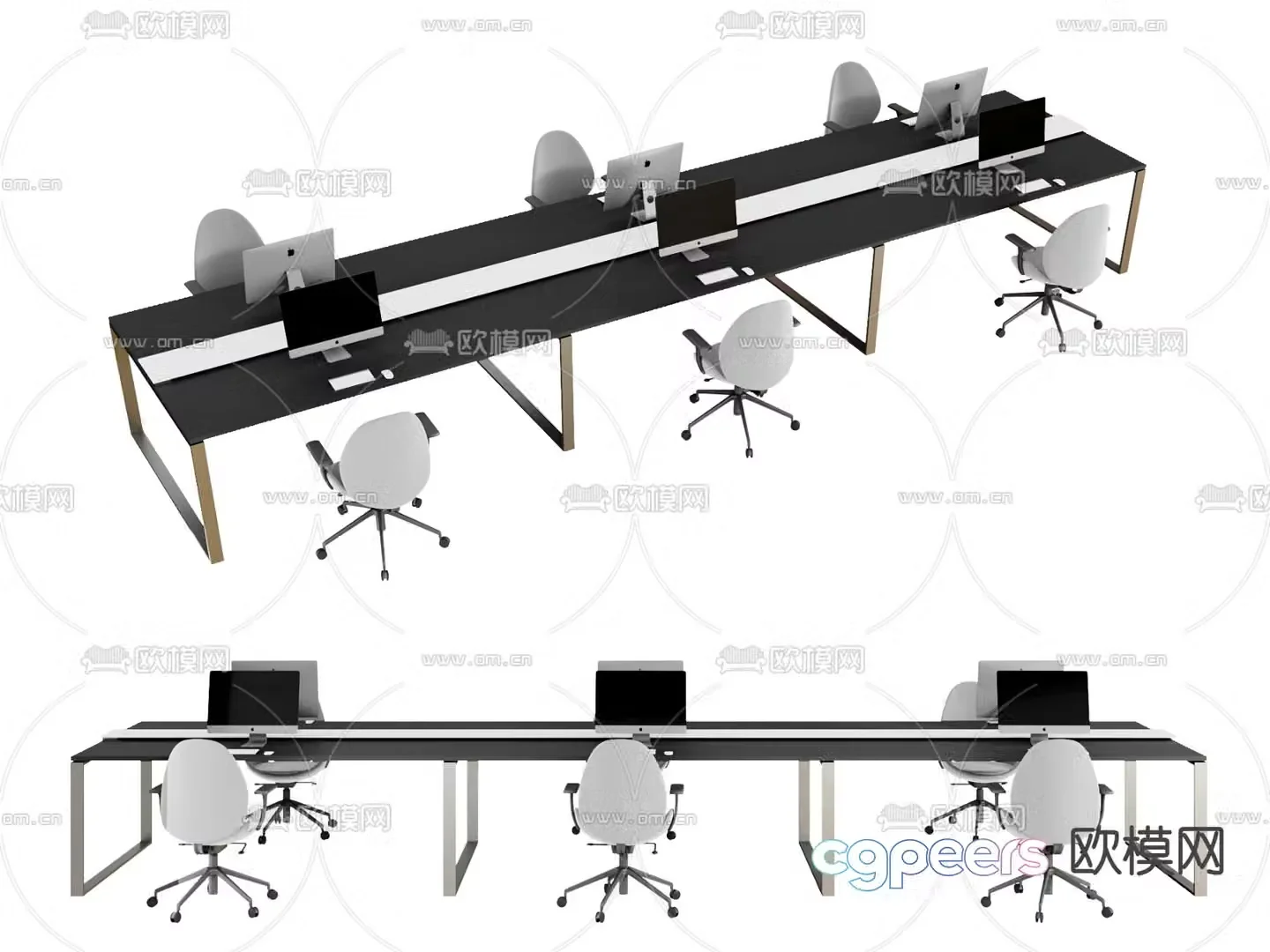 Modern desk work station 3d model