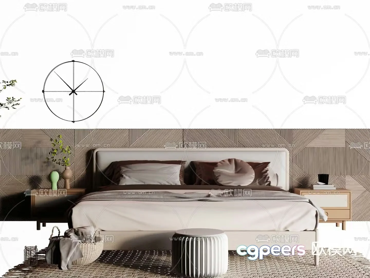 Modern double bed 3d model