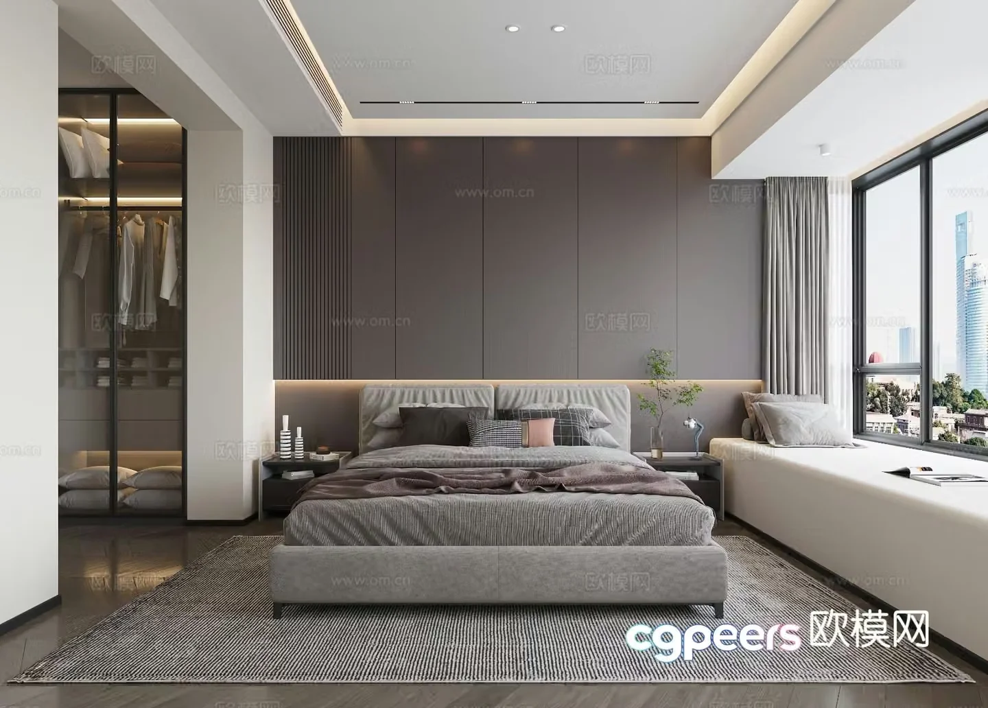 Modern bedroom Master bedroom Bare window bedroom 3d model