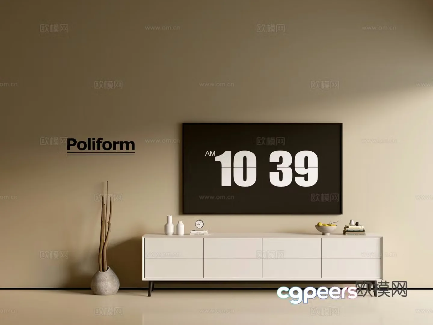 Modern cream-air TV cabinet chest of cabinets ins-style minimalist wind cabinet whole cabinet sideboard 3D model