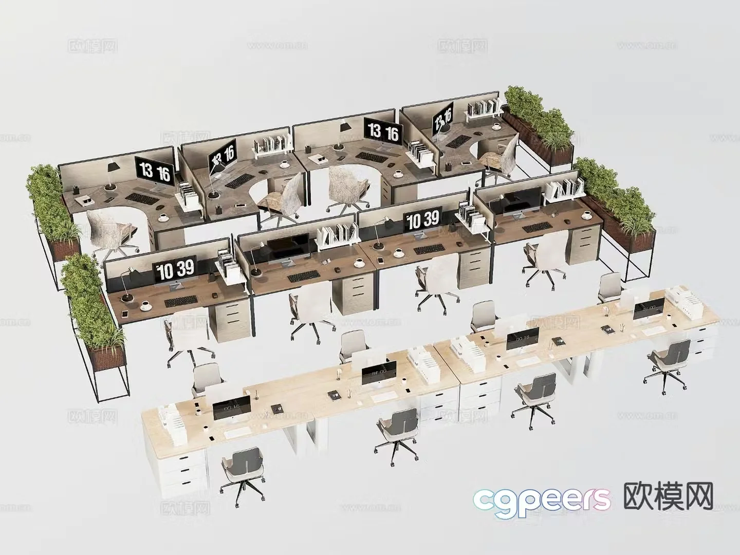 Card space desk work station post 3d model