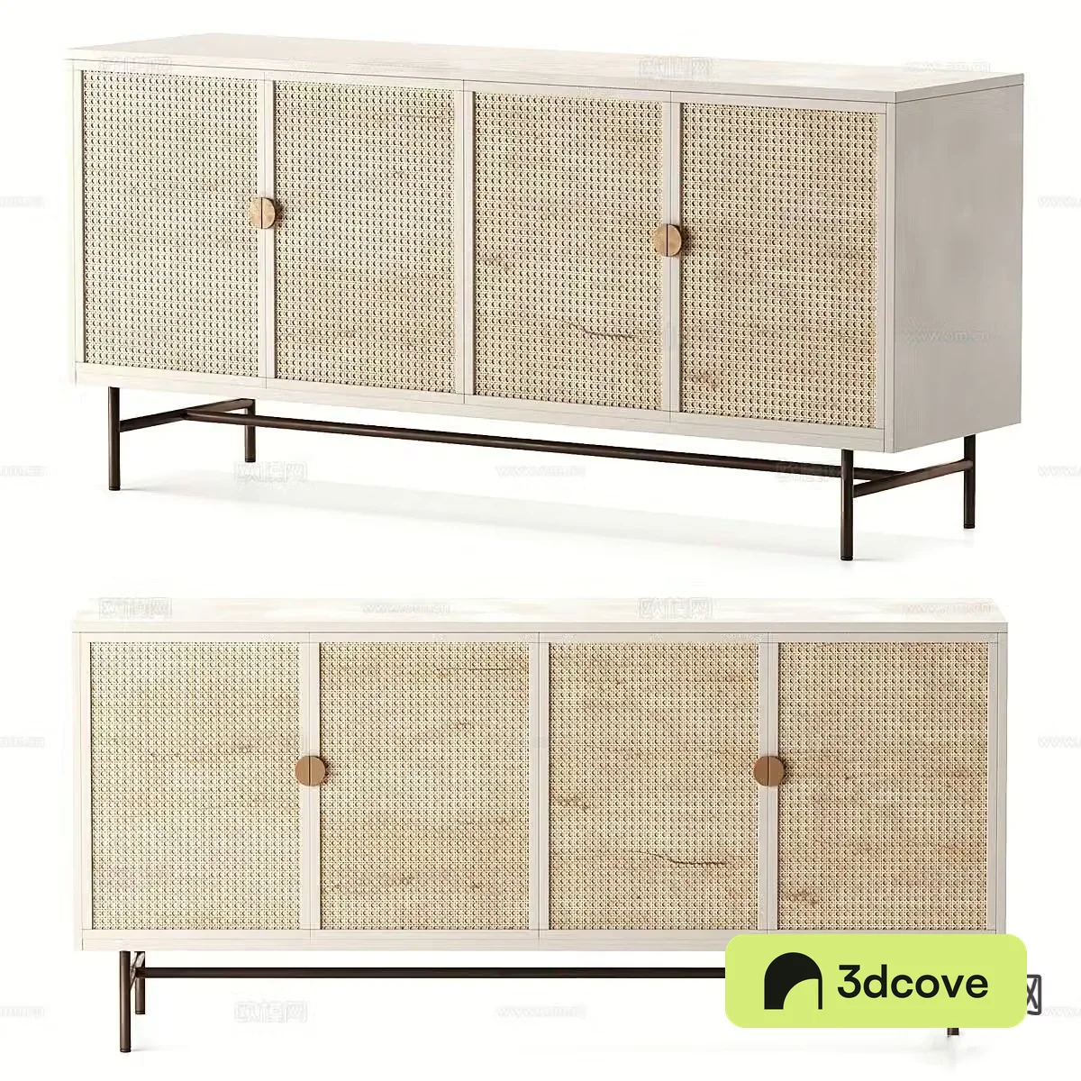 Log style rattan entrance cabinet TV cabinet