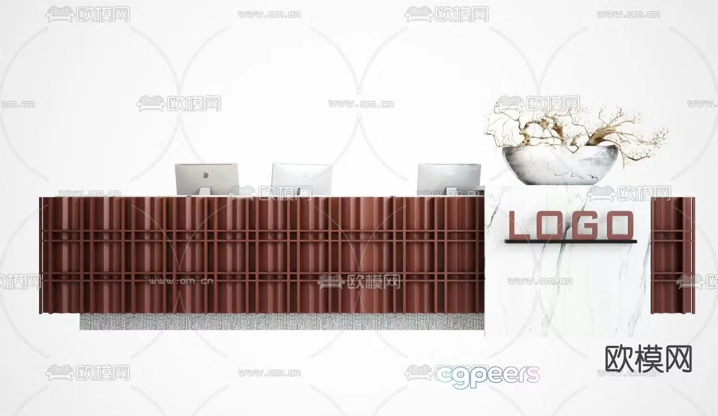 modern service desk reception desk front desk 3d model