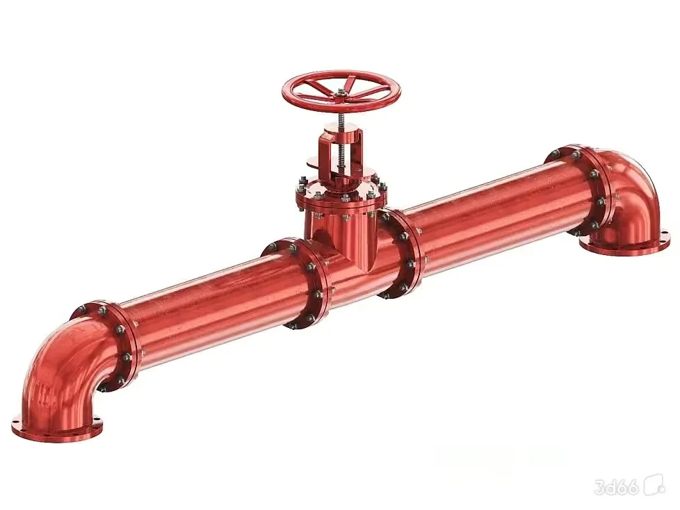 A Copper Pipe With A Valve 3D Model – 23047 – VRAY Render