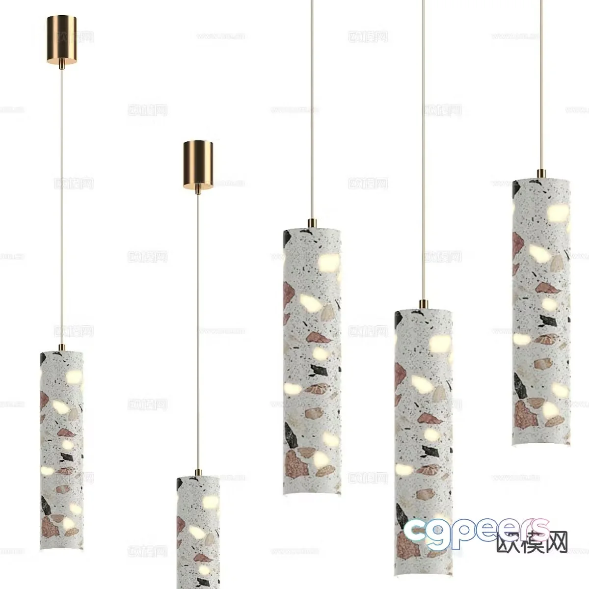 Modern terrazzo chandelier 3d model