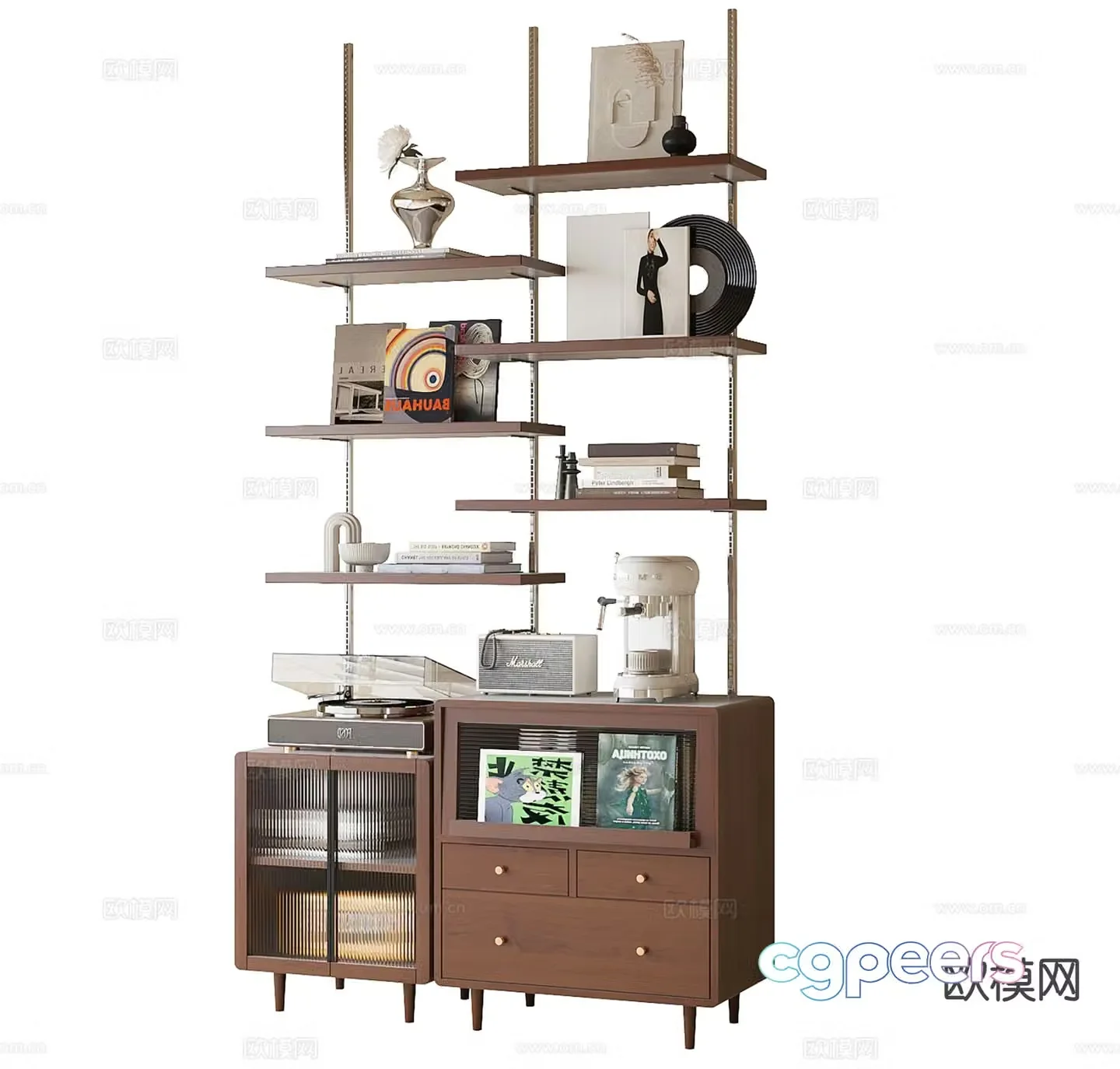 Middle style shelf bookshelf 3D model