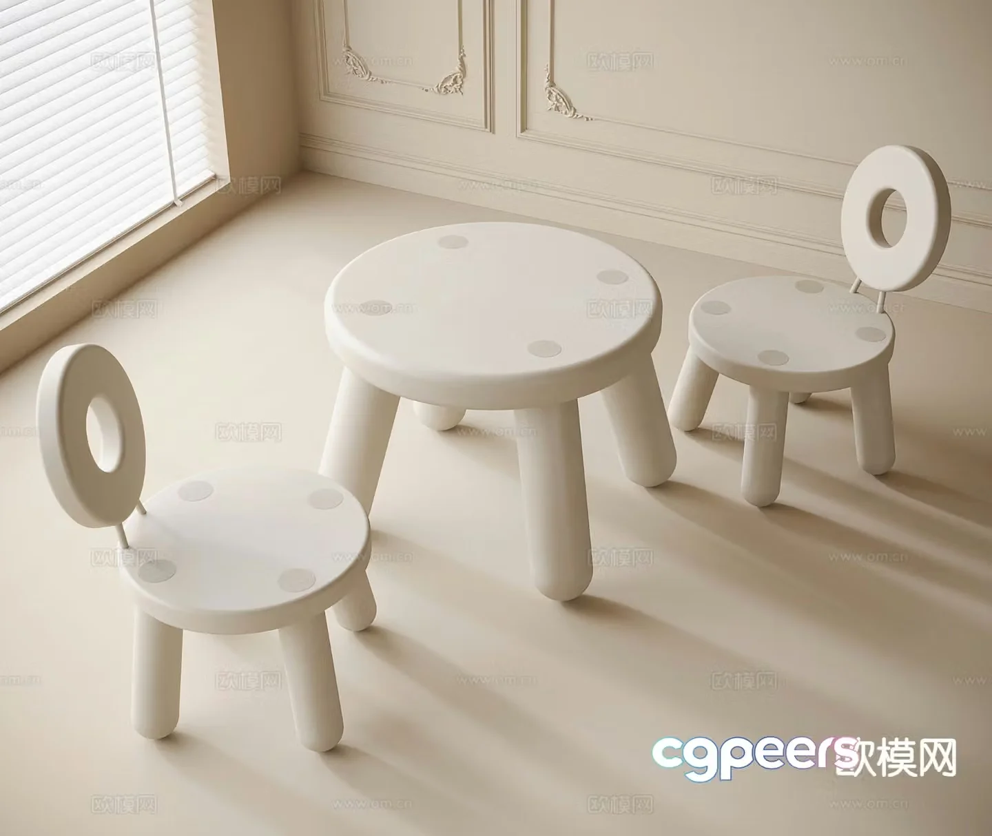 Modern children’s table and chair 3d model