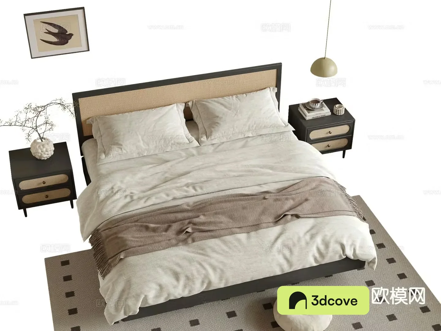 Wabi-sabi style double bed