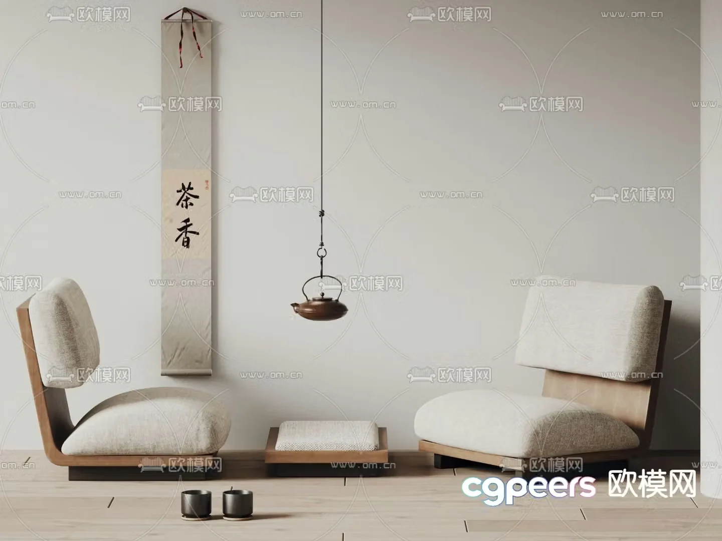 Wabi-sabi stool 3d model of tatami stool