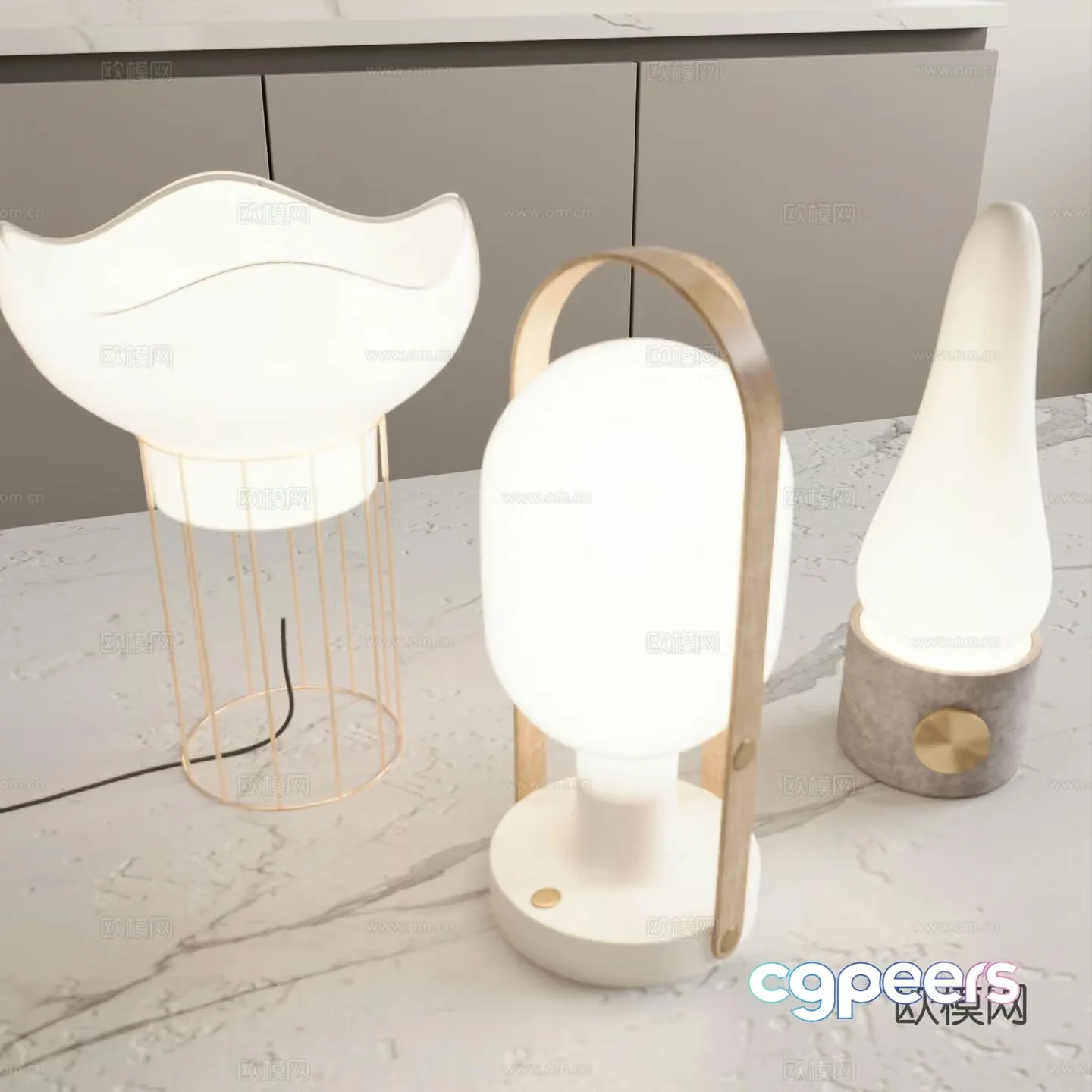Cream style decorative table lamp bedside lamp 3d model