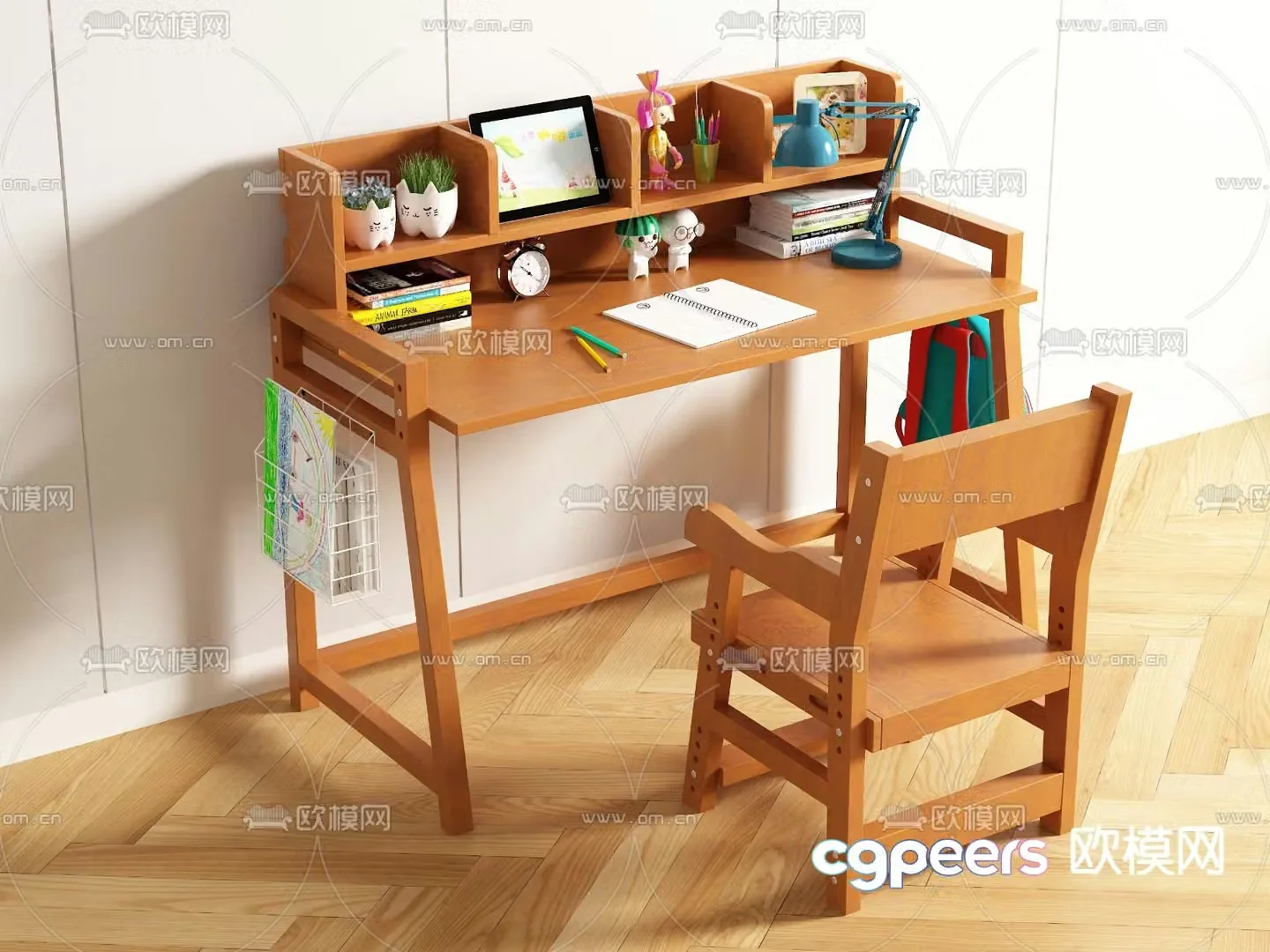 Children’s desk and chair computer desk 3d model