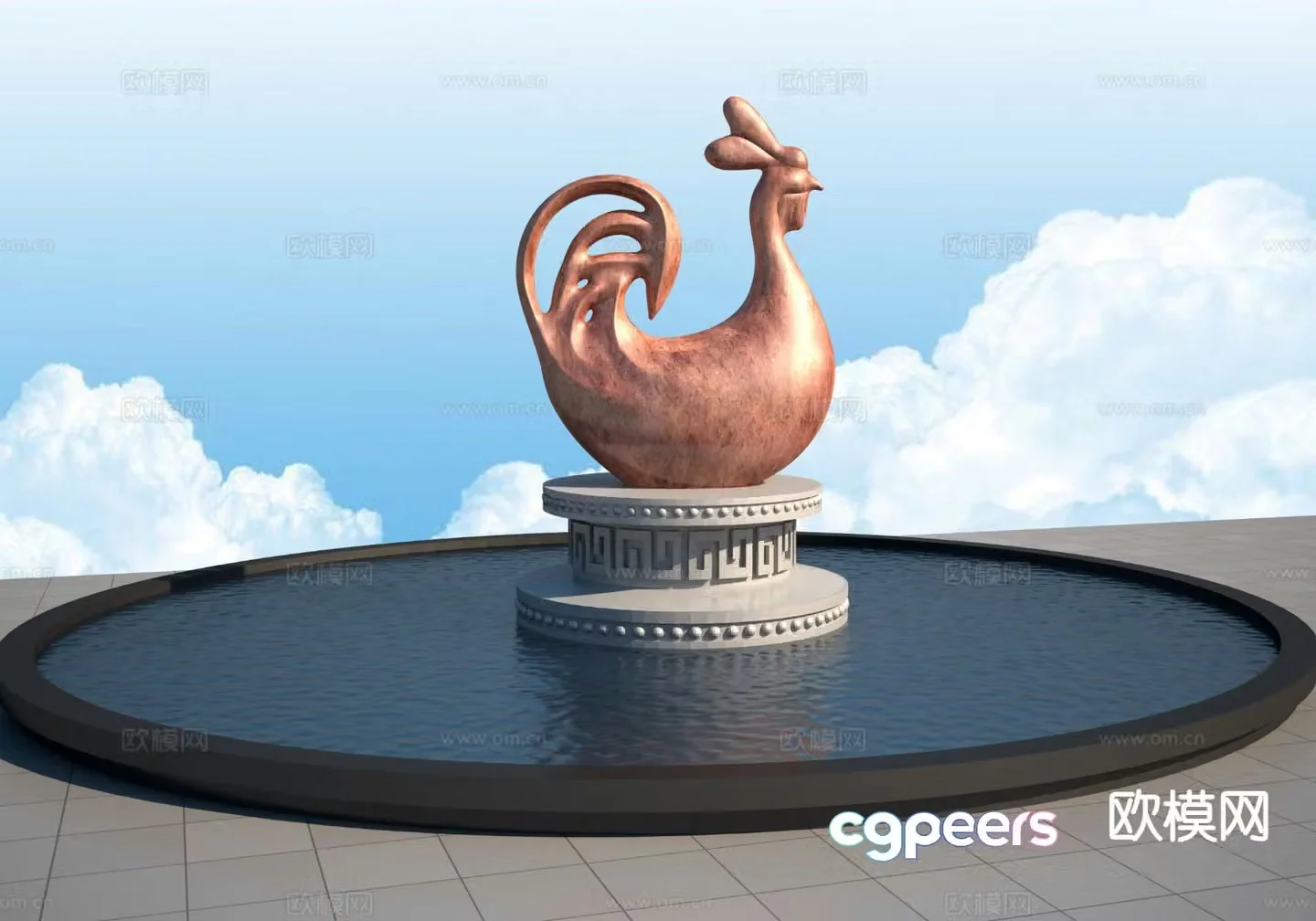 Zodiac sign chicken sculpture 3d model
