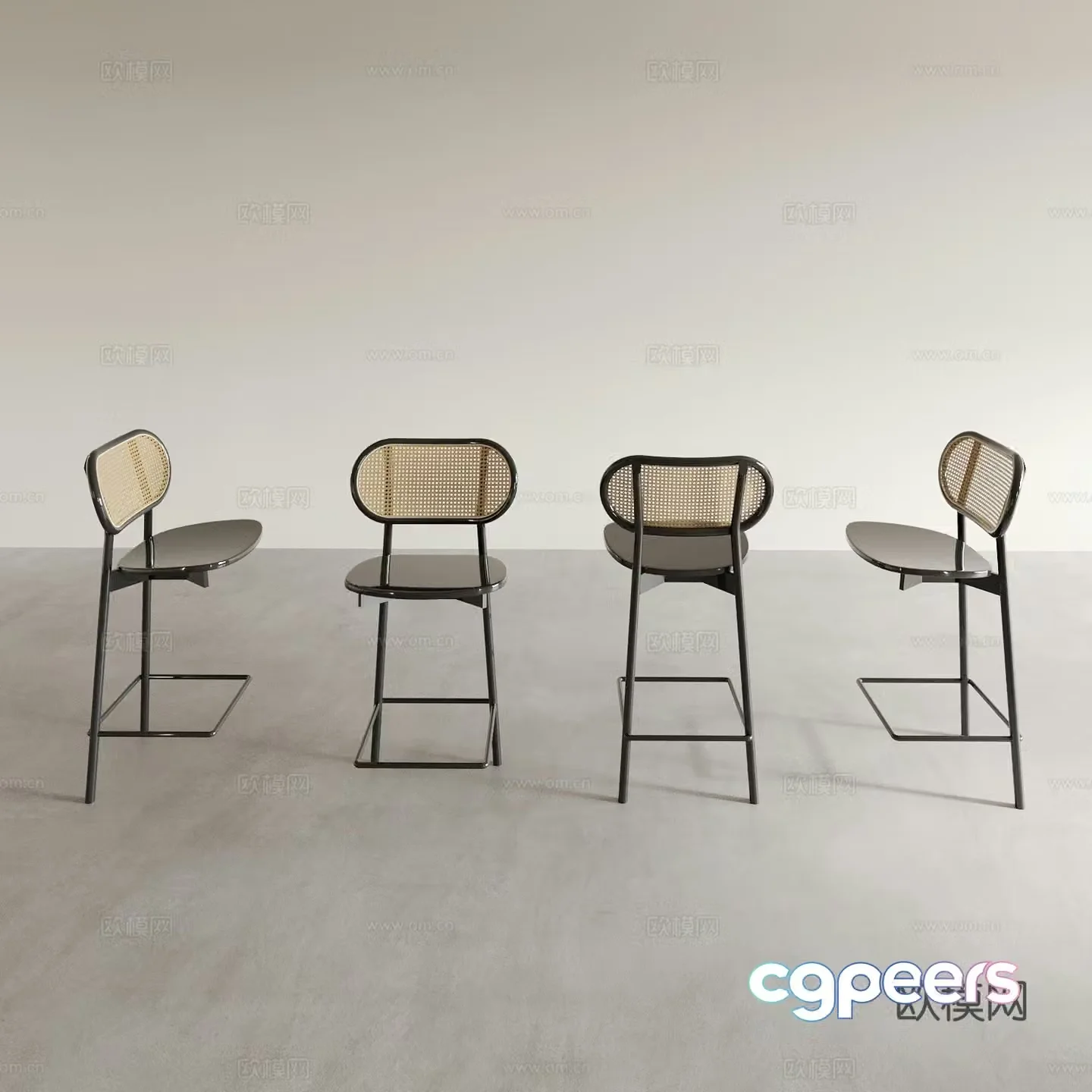 Modern rattan dining chair tea chair leisure chair coffee chair dressing chair 3D model