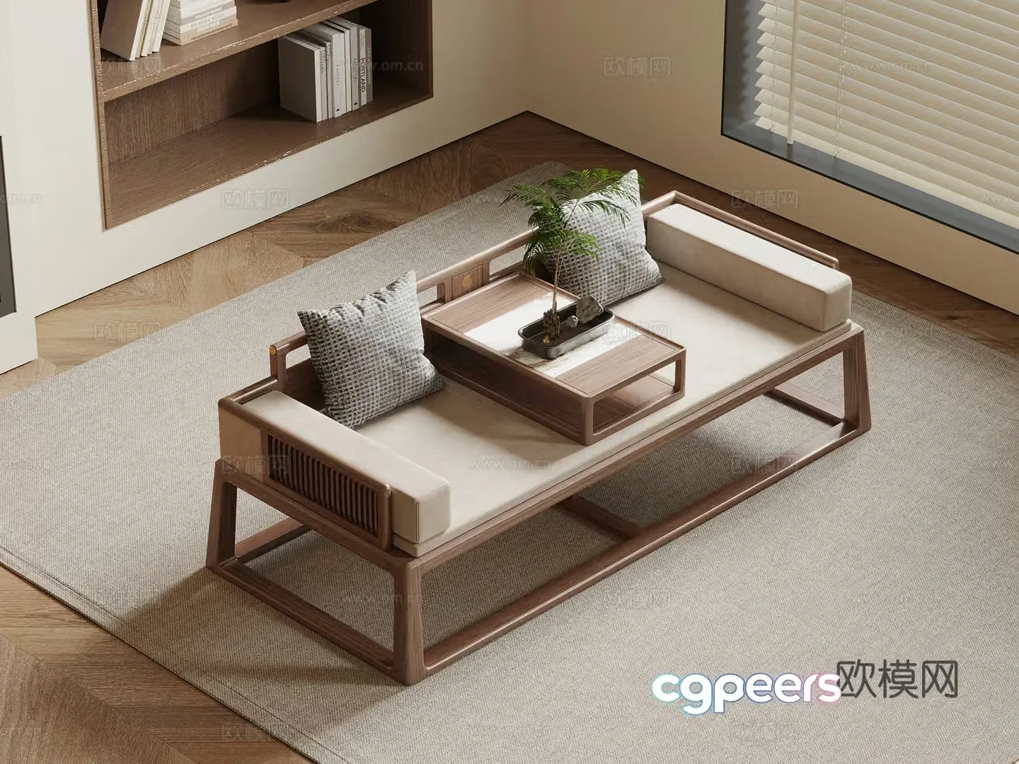 011 New Chinese Arhat Bed 3D Model