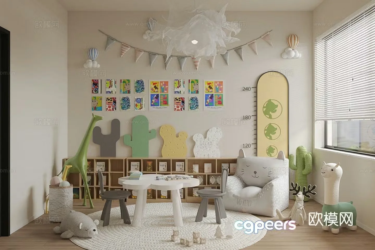 Modern children’s entertainment room Toy room Toy doll combination Toy storage cabinet 3D model