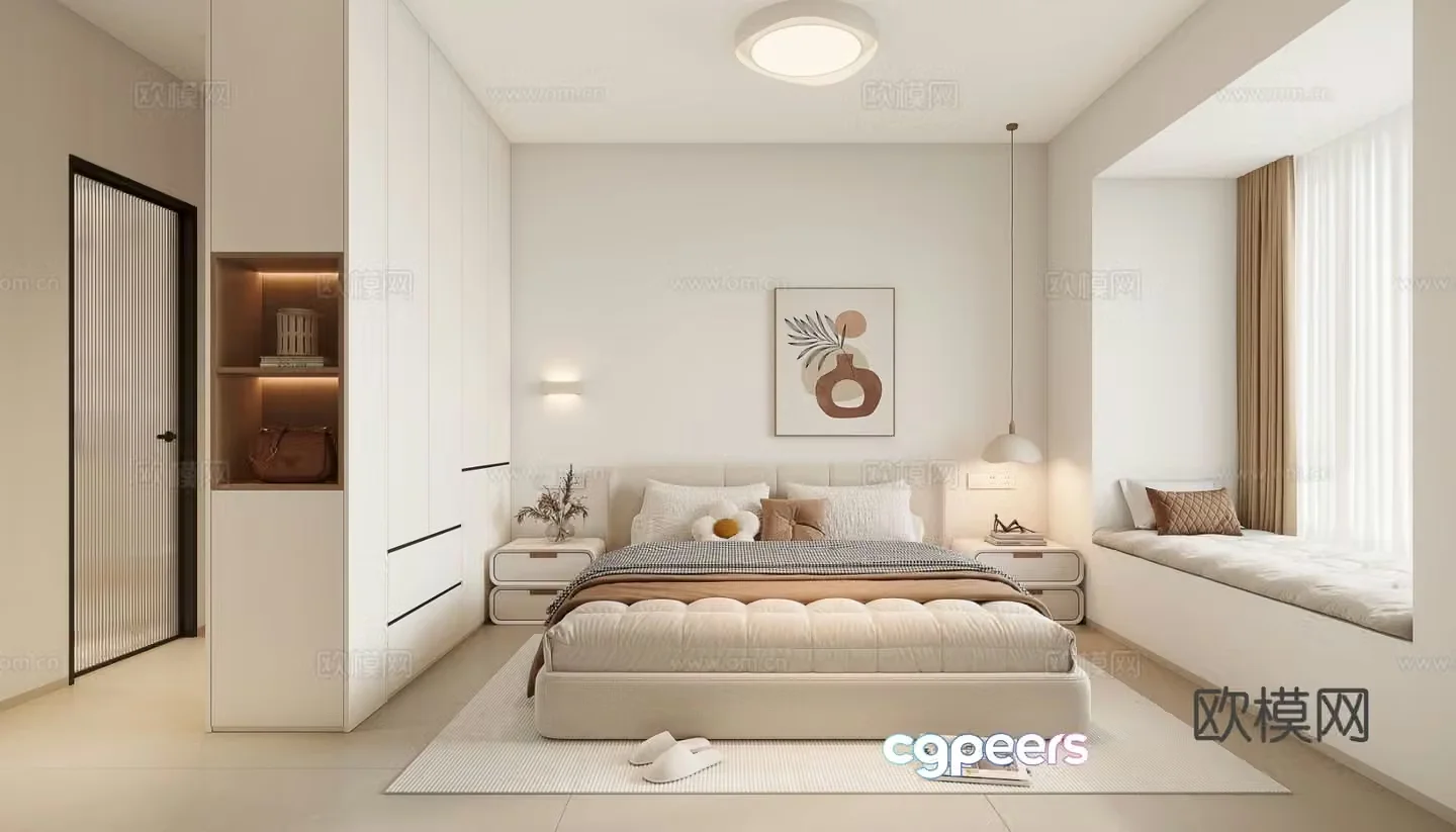 Cream style bedroom master bedroom 3d model