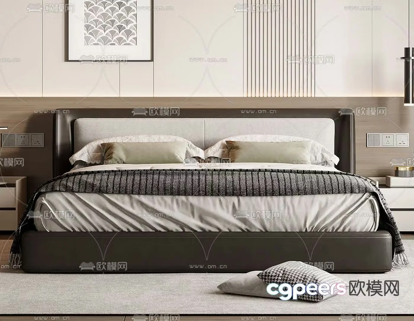 Italian double bed 3d model