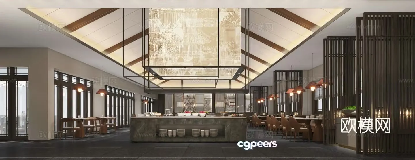 New Chinese buffet restaurant all-day dining restaurant 3D model