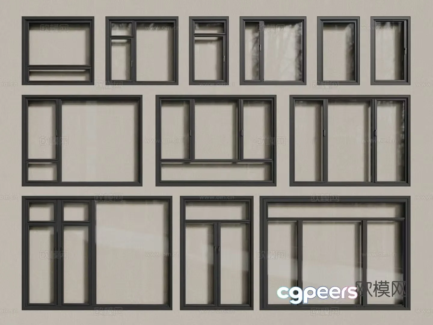 Modern windows aluminum alloy windows casement windows floor-to-ceiling windows 3d model
