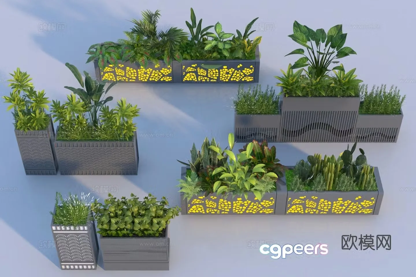 Modern plant combination flower box 3D model