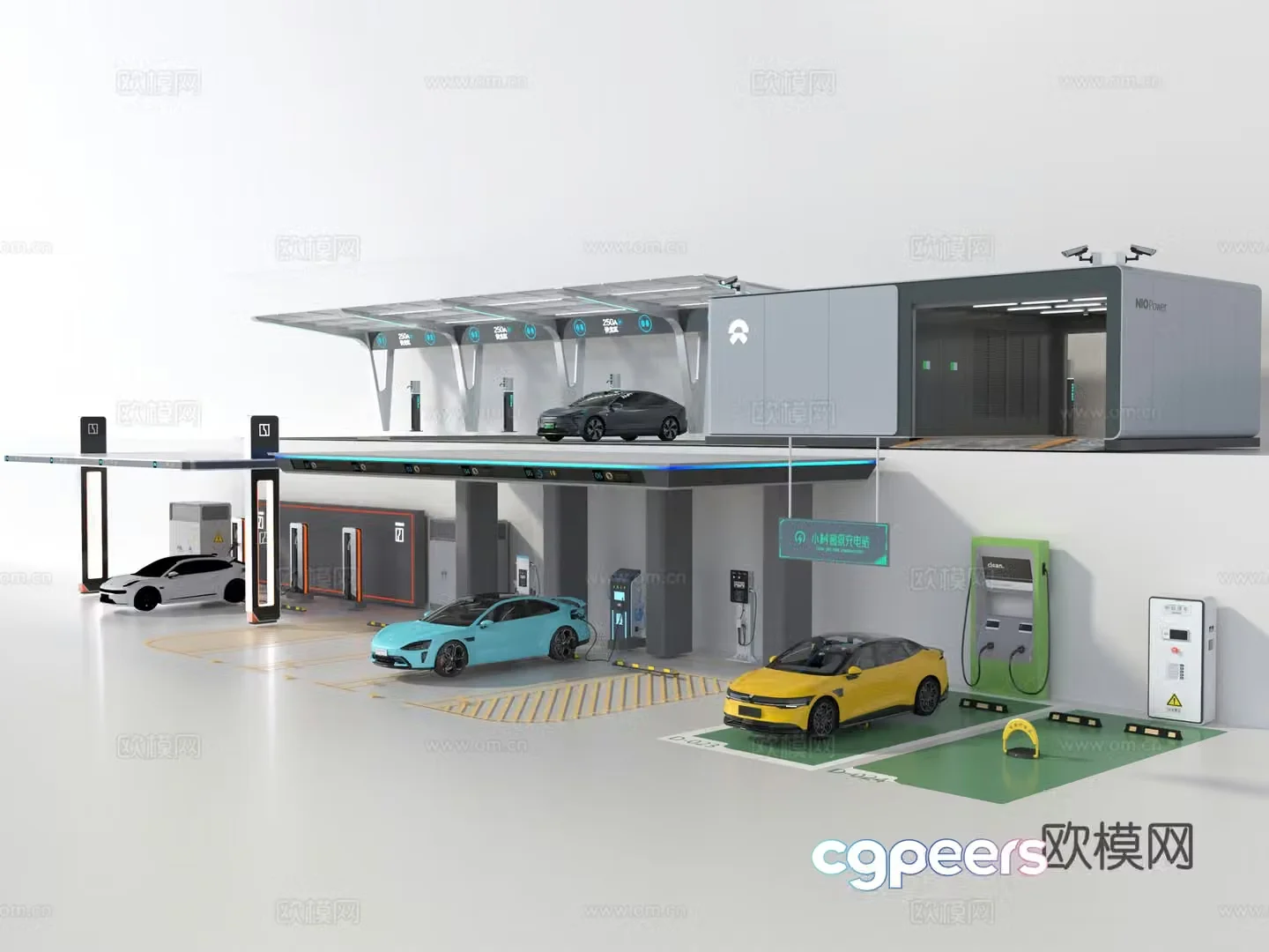 Charging station parking shed 3d model