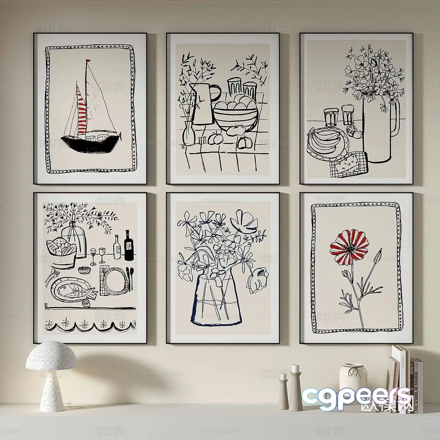 Decorative painting retro painting hanging painting 3d model