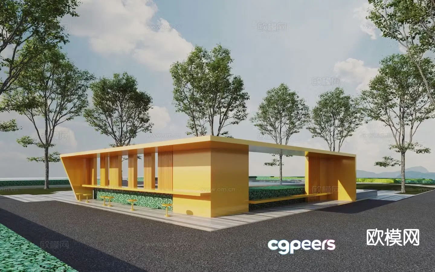 Modern landscape sketch leisure gallery 3D model