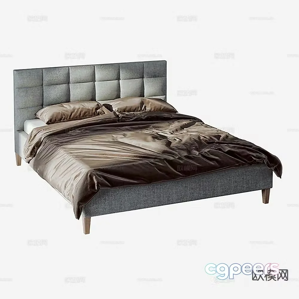 Modern double bed 3d model