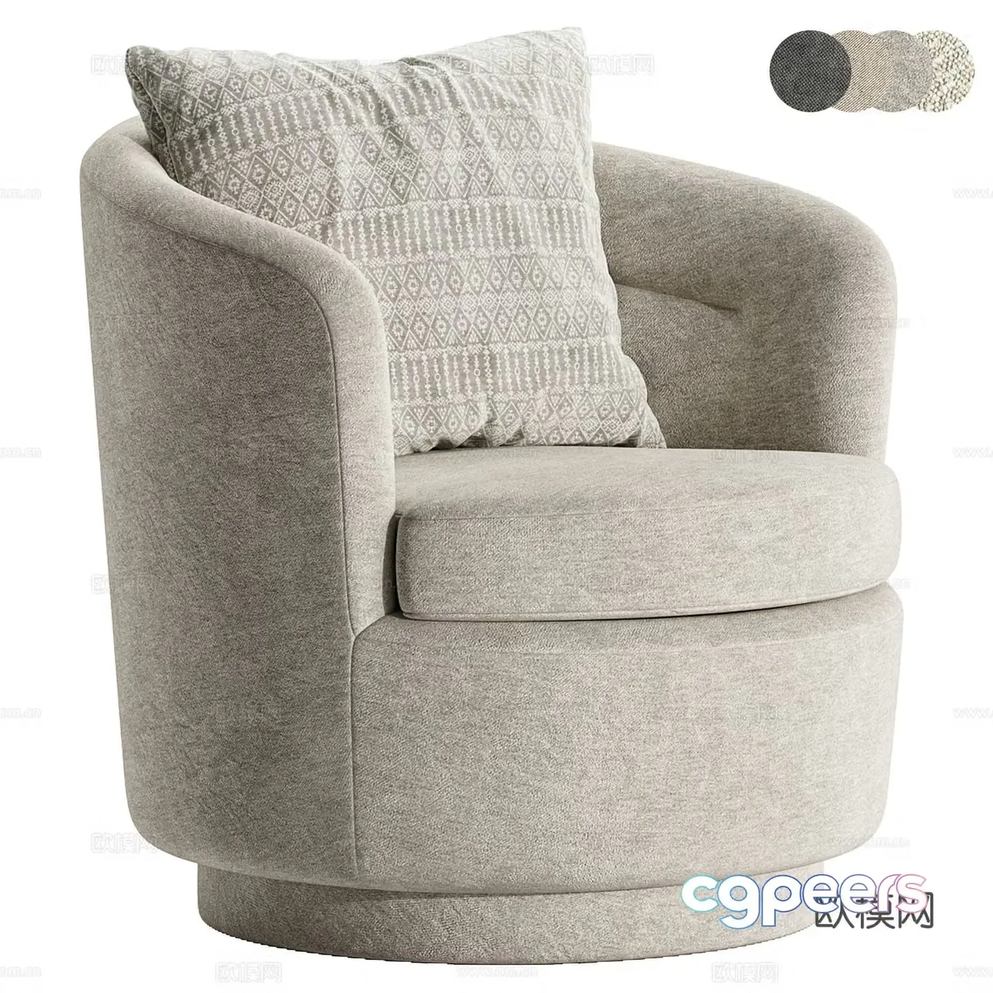 Modern cream style fabric armchair 3d model