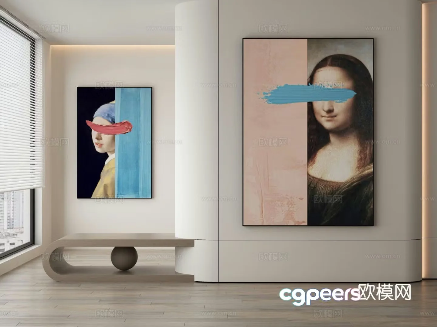 Modern figure painting decorative painting 3d model
