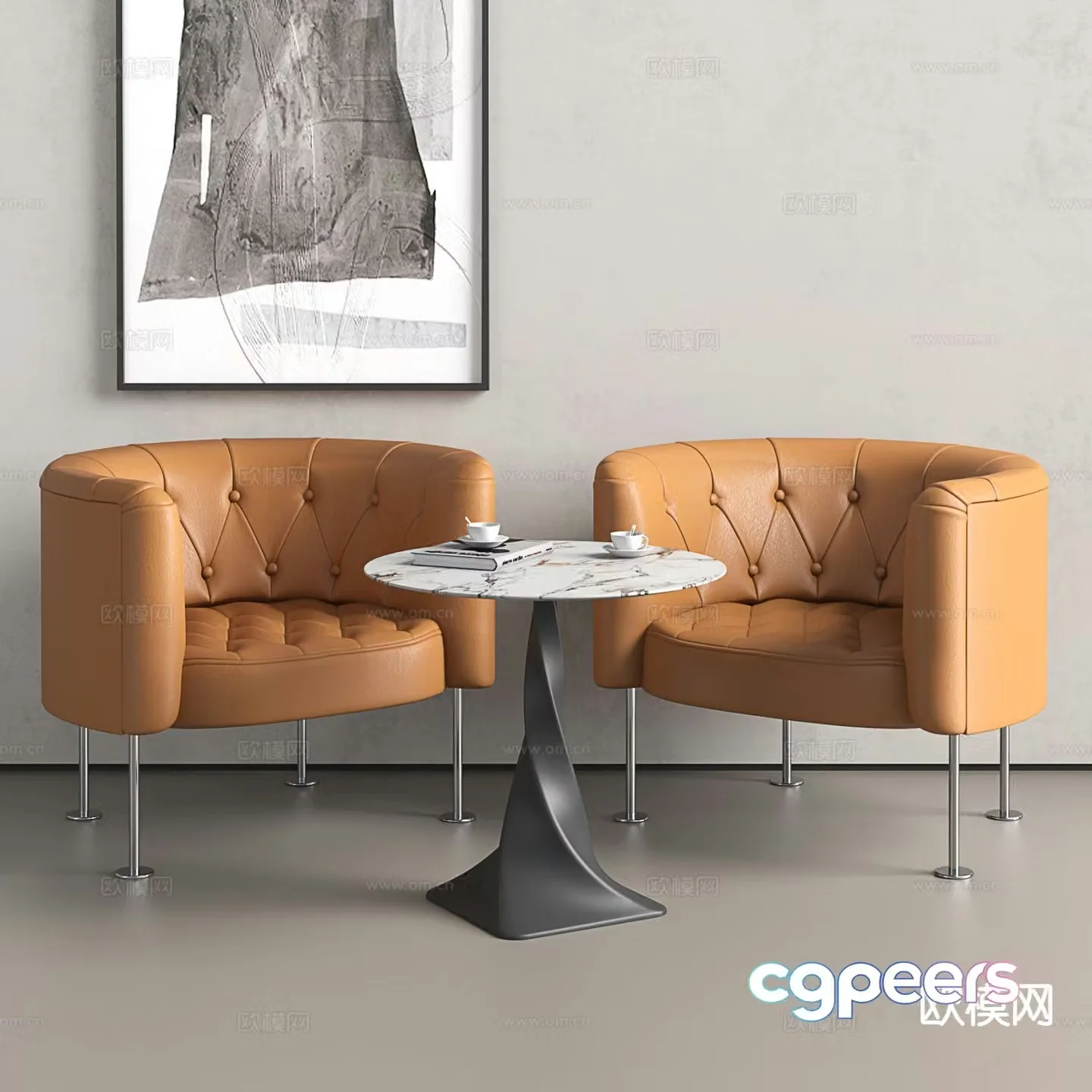 Italian leisure tables and chairs Negotiation table and chairs 3D model