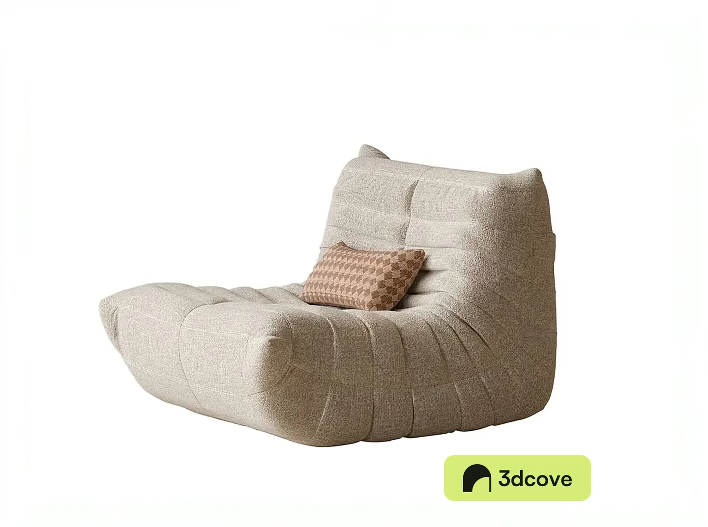 A White Chair With A Checkered Cushion