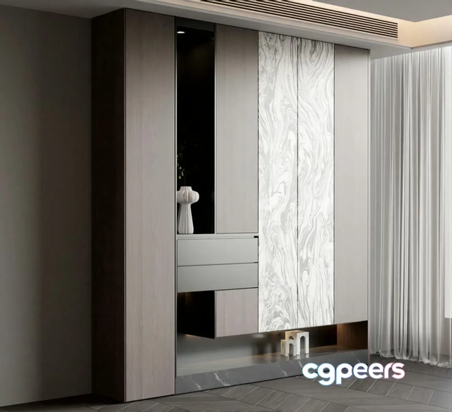 Modern Sliding Wardrobe 3D Model – 4994 – VRAY Render