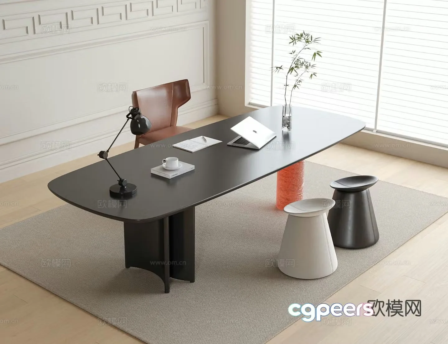 modern desk writing desk 3d model