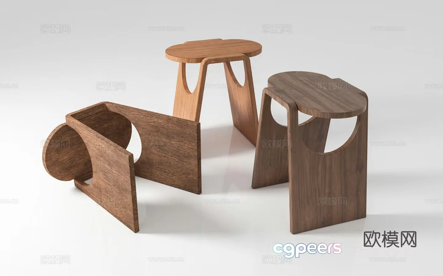 Creative chair personality stool wooden stool wooden chair art abstract furniture props seat 3d model