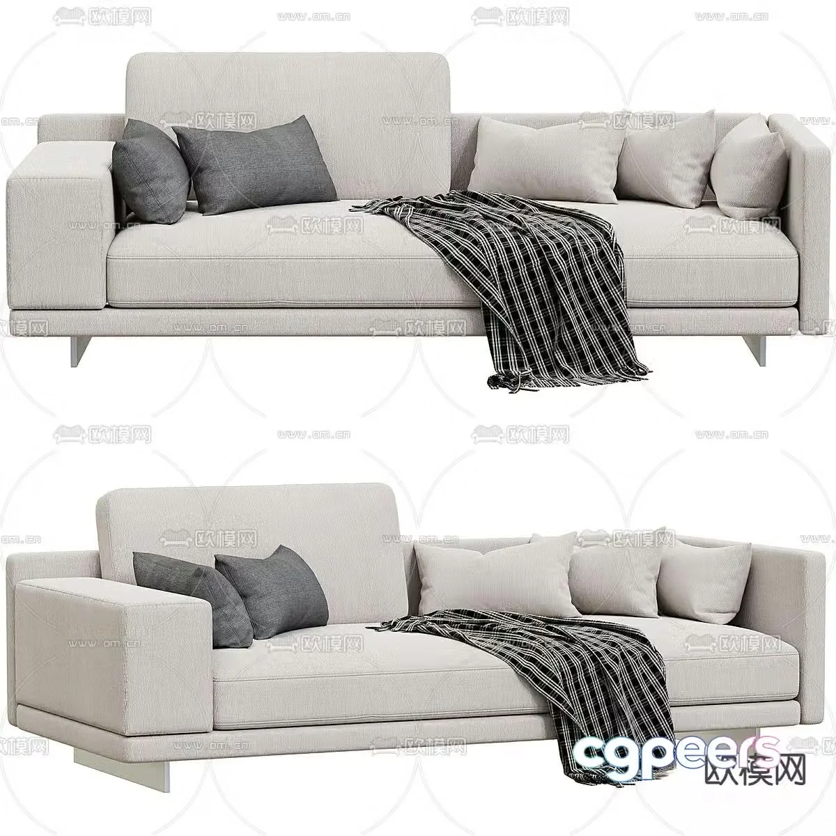 Double sofa upholstered sofa 3d model