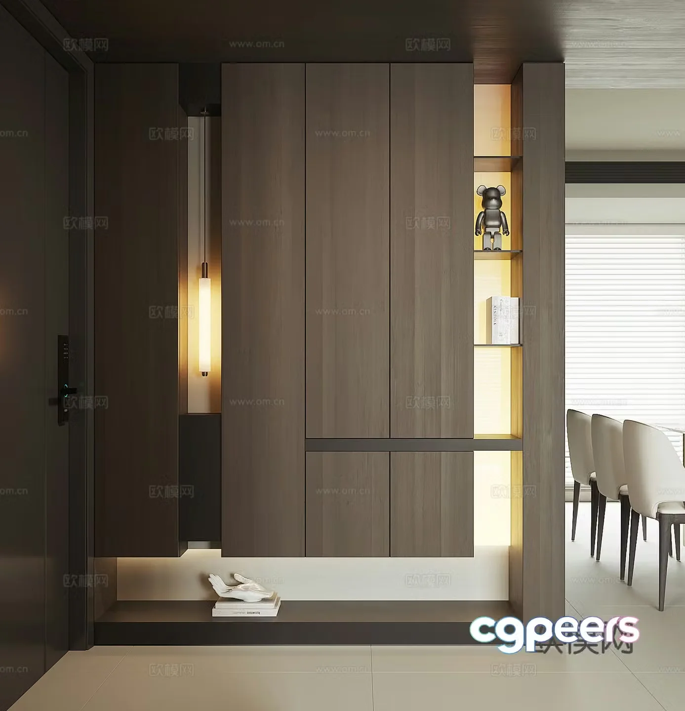 Modern home entrance shoe cabinet 3D model