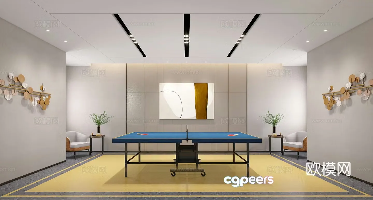 Modern gymnasium table tennis room 3d model