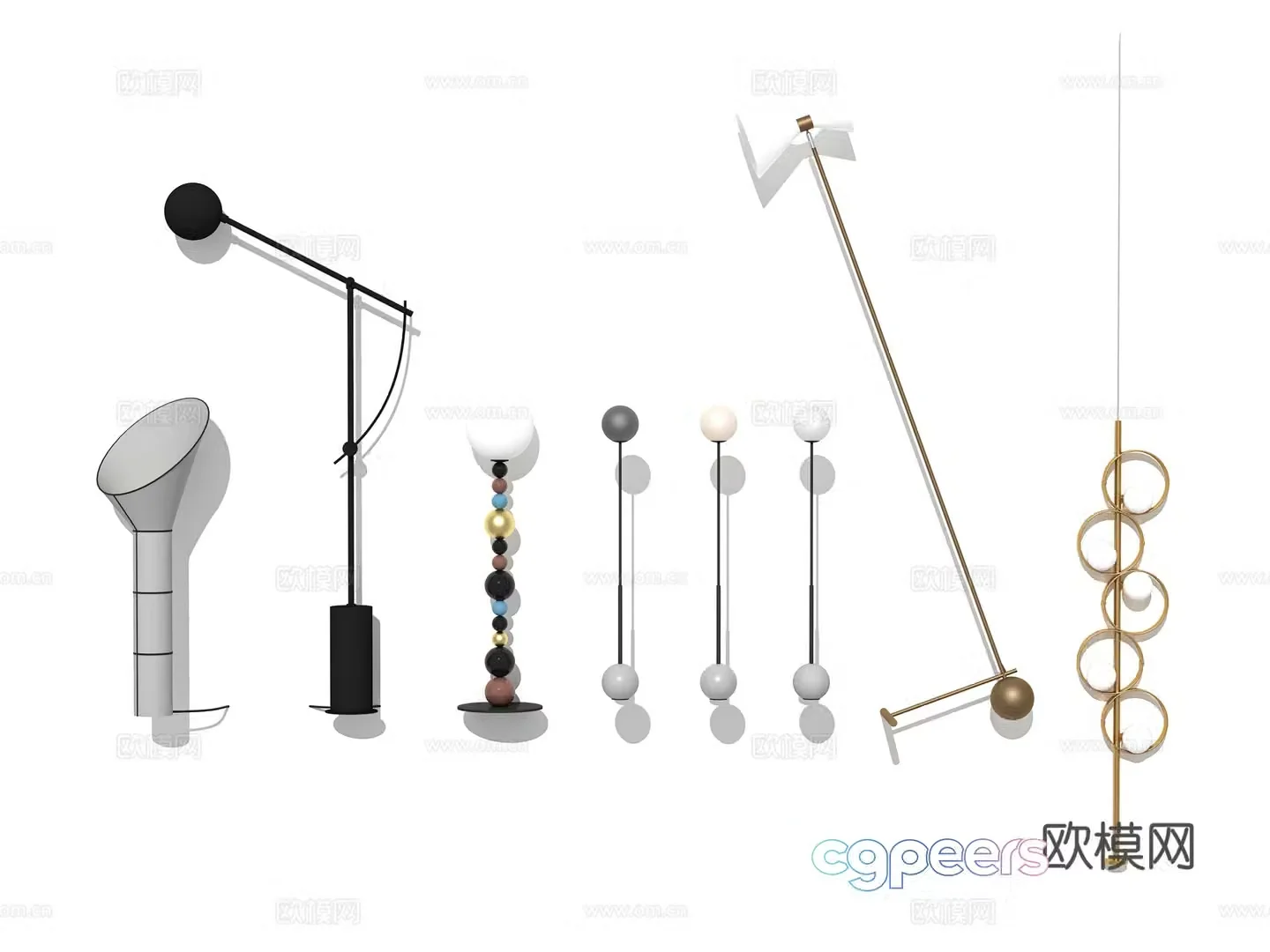 Modern Wasabi Lighting Fixture Indoor Bedroom Study Living Room Floor Lamp Ambient Light Combination 3D Model