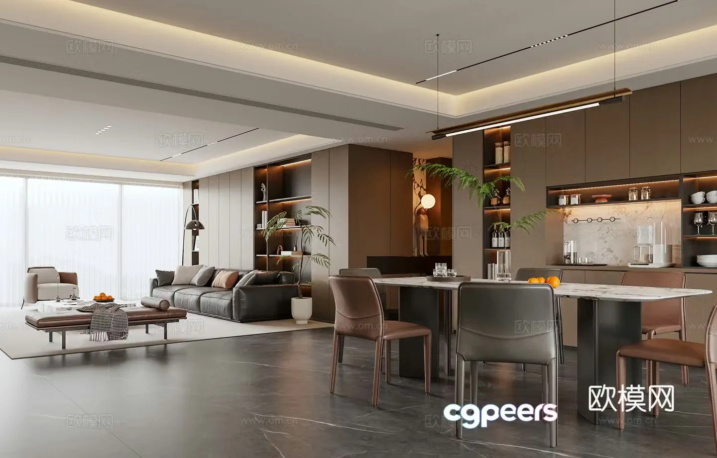 Modern Italian dining room 3d model