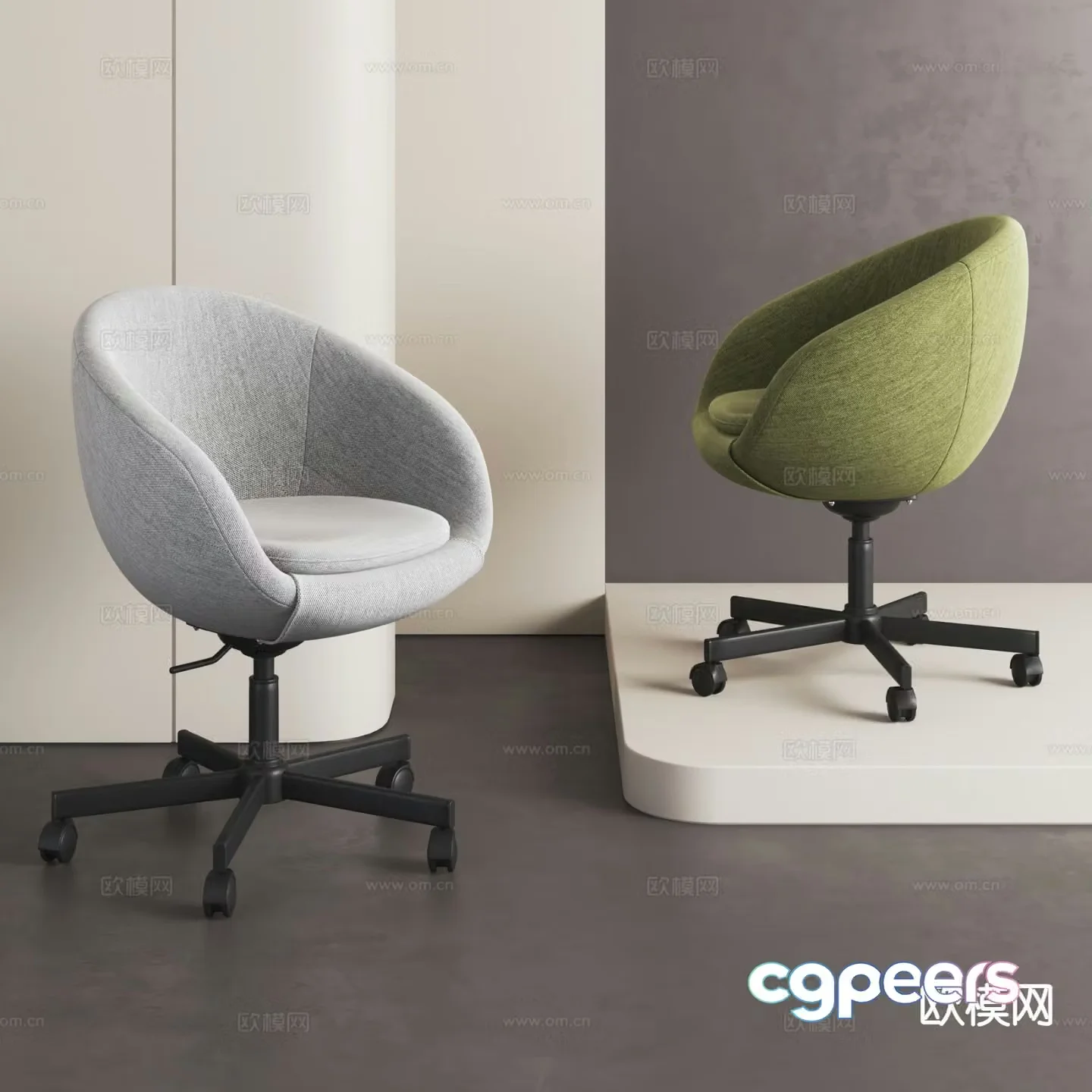 Modern office chair training chair computer chair sliding wheelchair 3d model