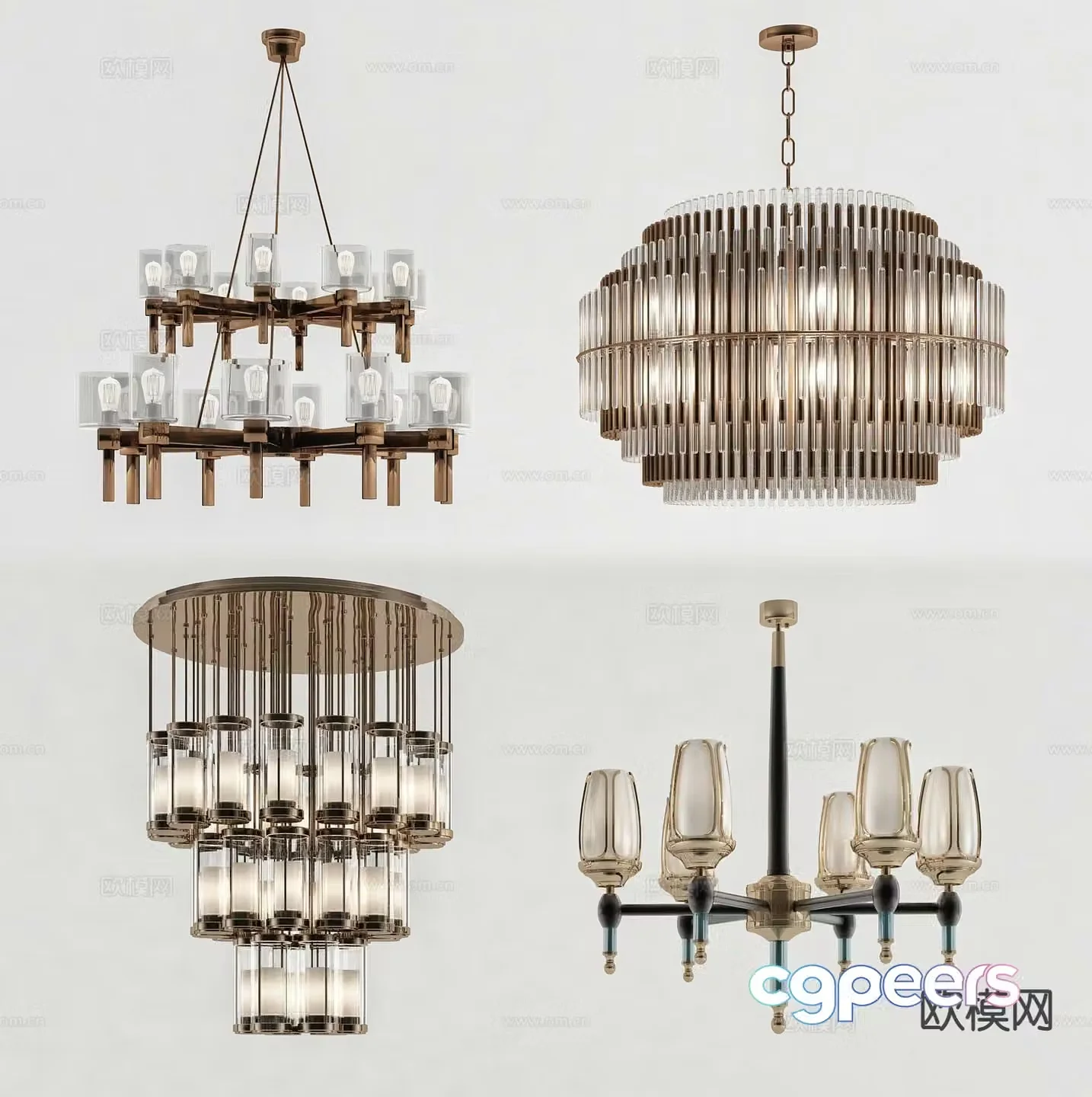 Light luxury chandelier hall chandelier 3d model