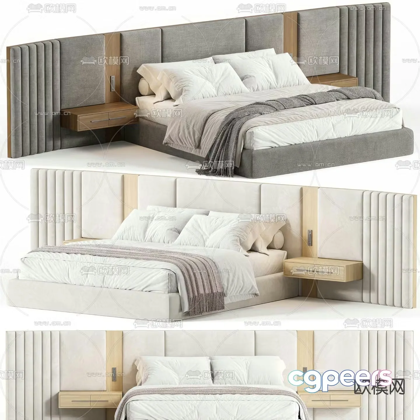 BEACON fabric double bed 3d model