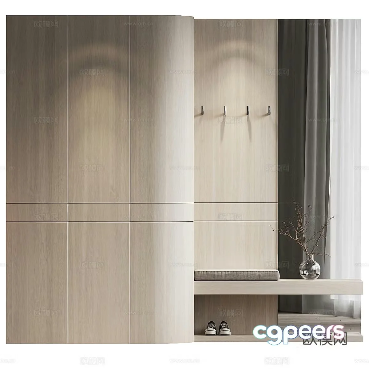 Modern Italian minimalist shoe cabinet 3D model