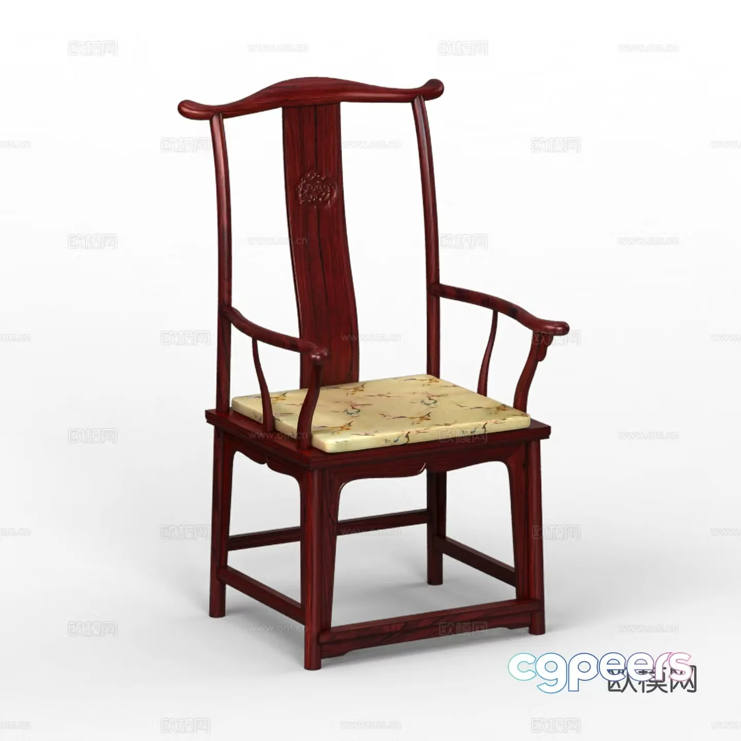 Chinese official hat chair armchair solid wood mahogany 3D model